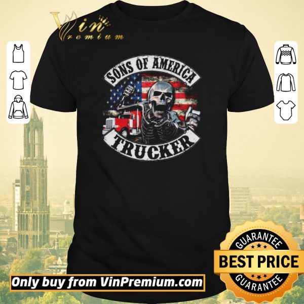Nice Skeleton Sons Of America Trucker American Flag shirt sweater