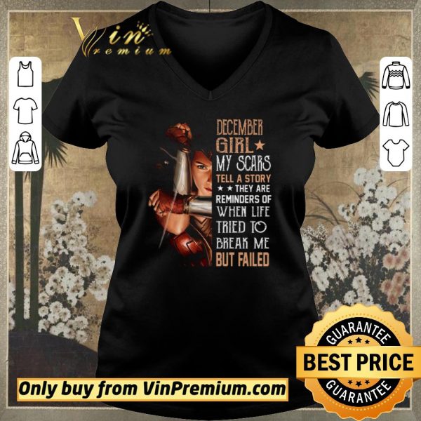 Premium Wonder Woman December Girl My Scars Tell A Story They Are Reminders shirt sweater