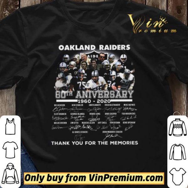 Oakland Raider 60th Anversary 1960 2020 Signature Thank You For The Memories shirt sweater