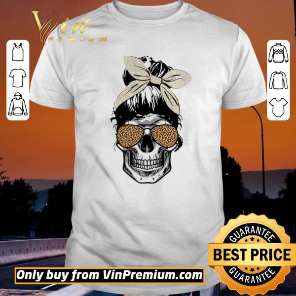 Premium Skull Girl Leopard Bow shirt sweater