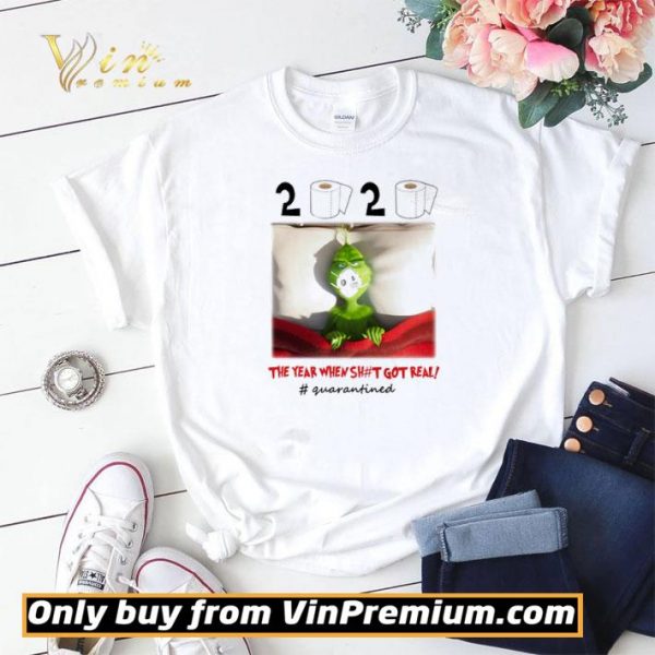Grinch wearing mask 2020 the year when shit got real #quarantined shirt sweater