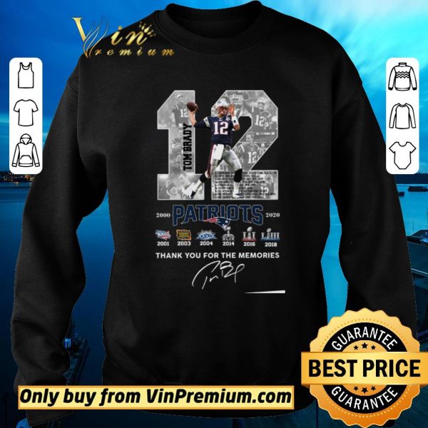 Funny Tom Brady Patriots 2000 2020 Thank You For The Memories Signature shirt sweater