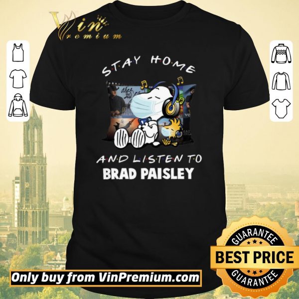 Hot Snoopy Woodstock Mask Stay Home And Listen To Brad Paisley shirt sweater