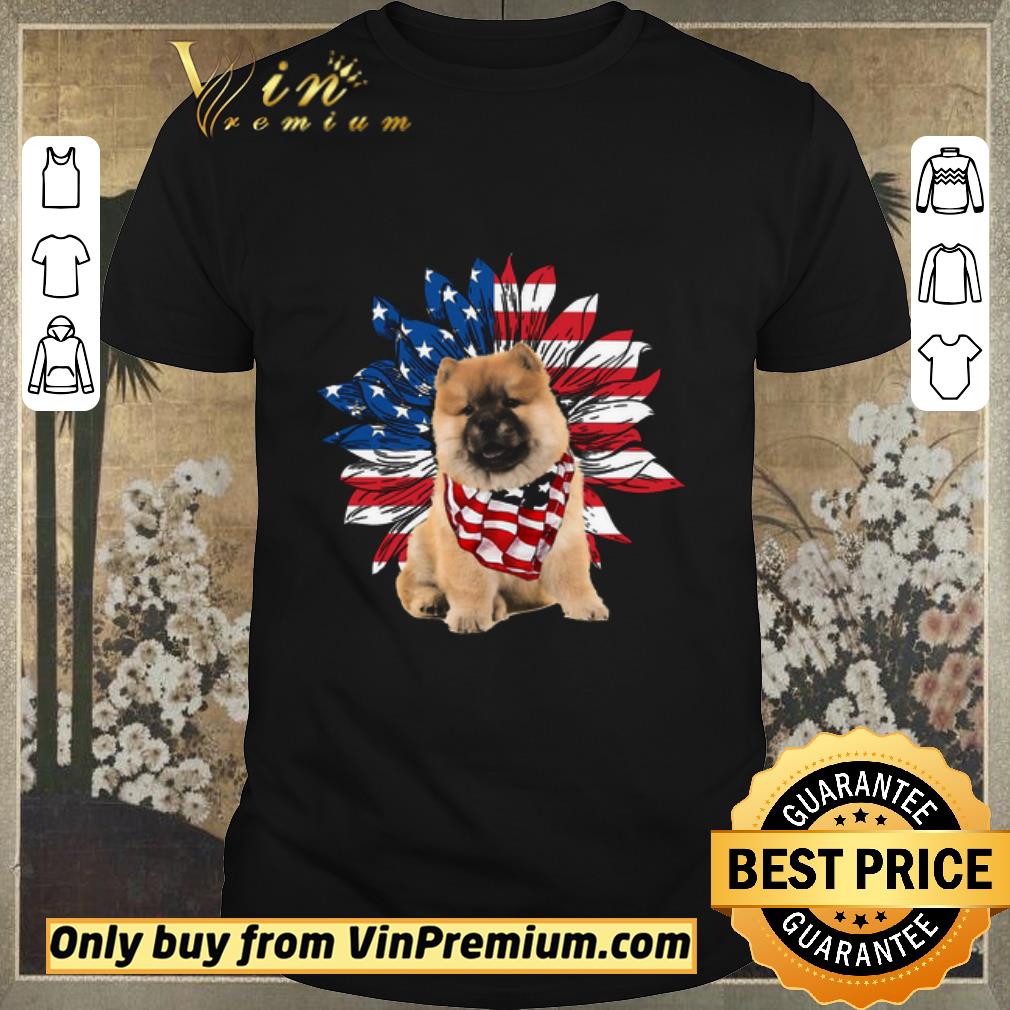 Awesome Chow Chow Sunflowers American Flag shirt sweater
