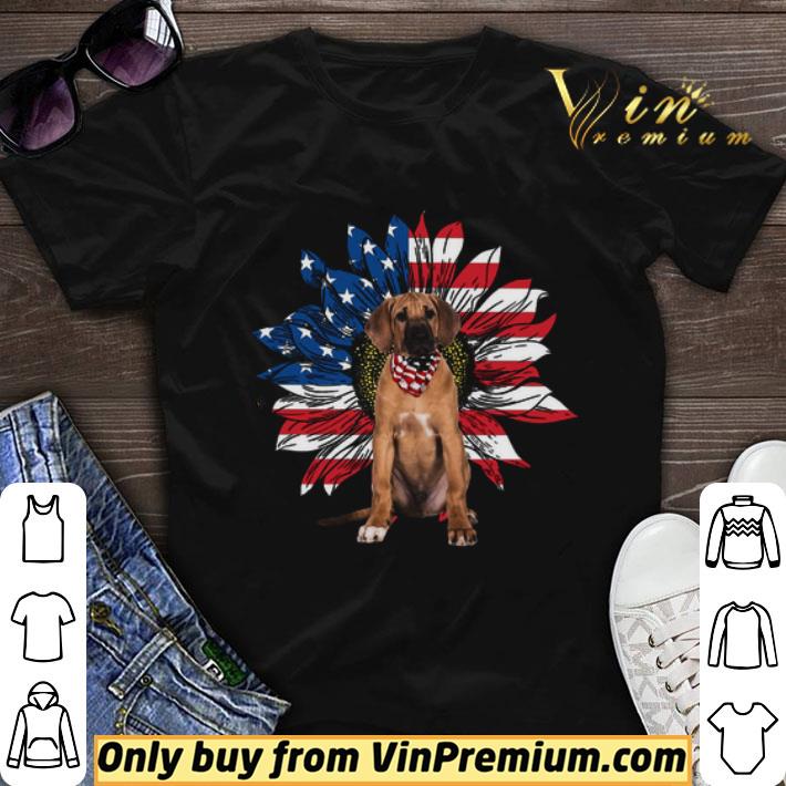 Rhodesian Ridgeback Sunflowers American Flag shirt sweater