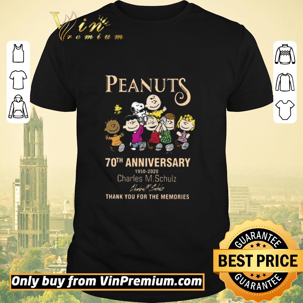 Awesome Peanuts 70th Anniversary 1950 2020 Charlis M Chulz Signature Thank You shirt sweater