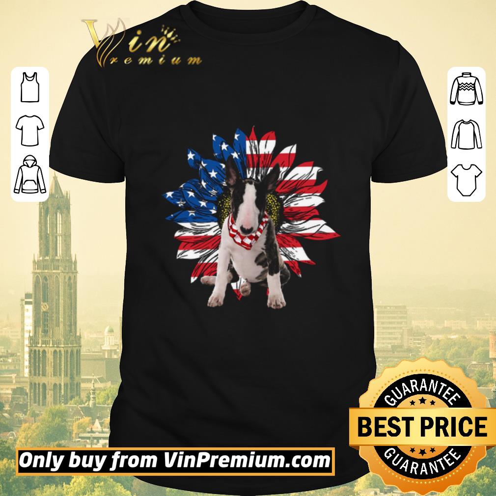 Hot Bull Terrier Sunflowers American Flag shirt sweater