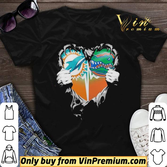 Blood inside miami dolphins vs florida gators heart shirt sweater