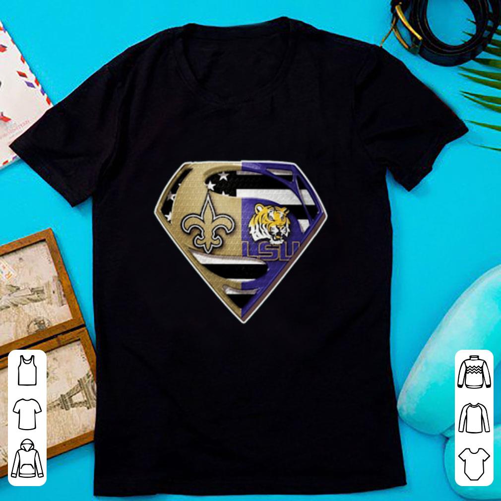 Awesome Superman New Orleans Saints and LSU Tigers Shirt