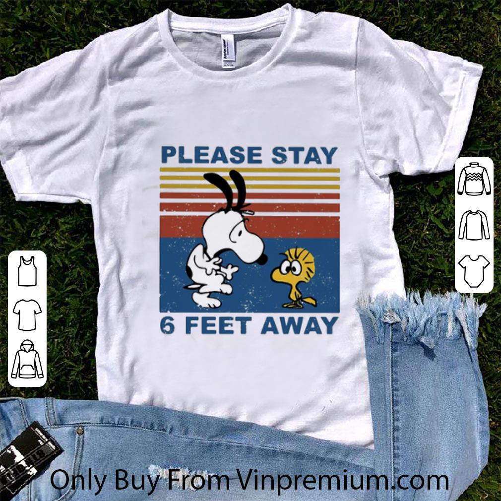 Awesome Vintage Snoopy And Woodstock Please Stay 6 Feet Away shirt