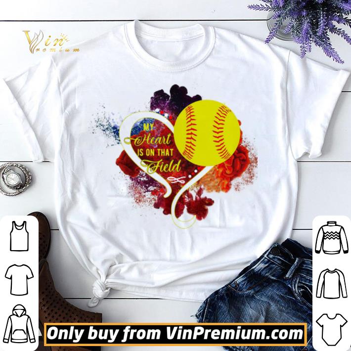 Awesome My Heart Is On That Field Softball Watercolor shirt sweater