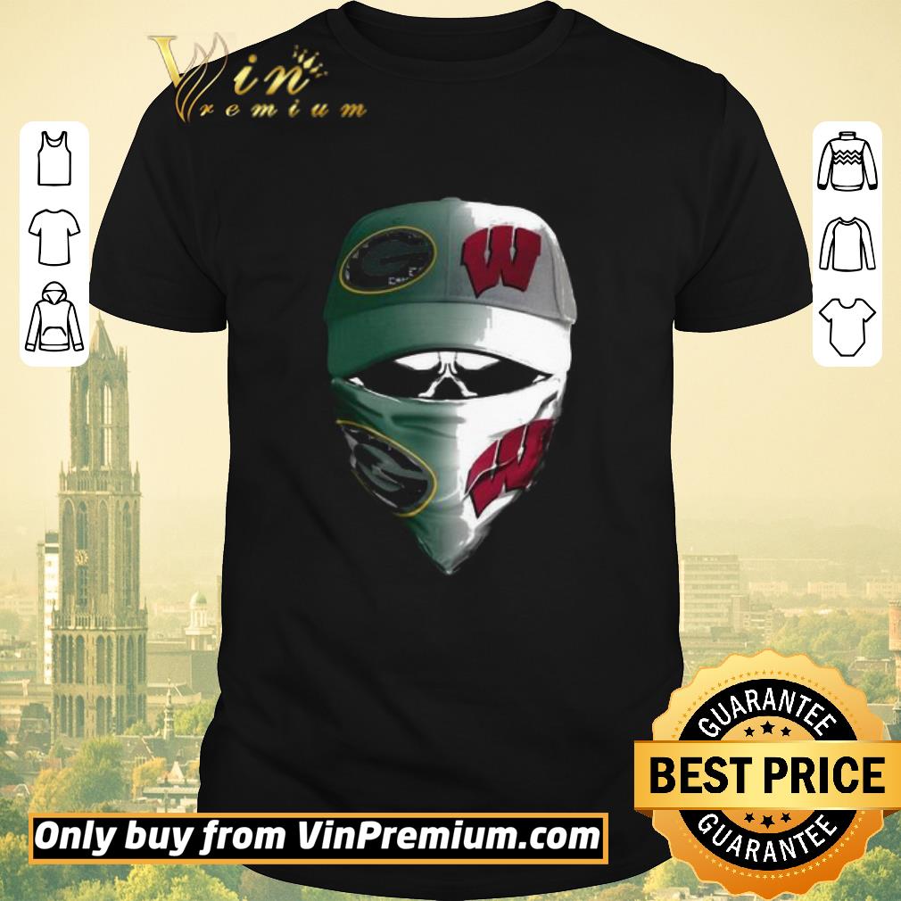 Awesome Skull mask green bay packers and wisconsin badgers shirt sweater