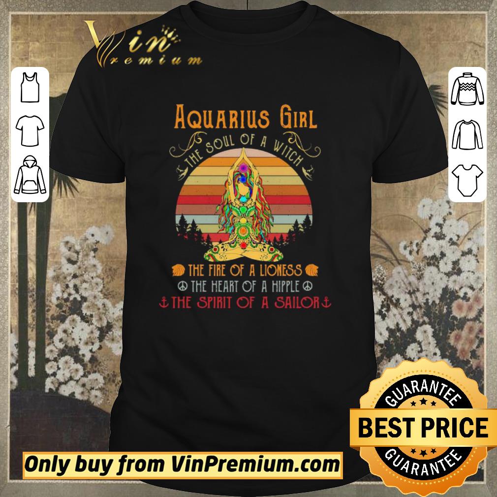 Awesome Aquarius girl the soul of a witch the fire of a lioness the heart of a hippie vintage retro shirt sweater