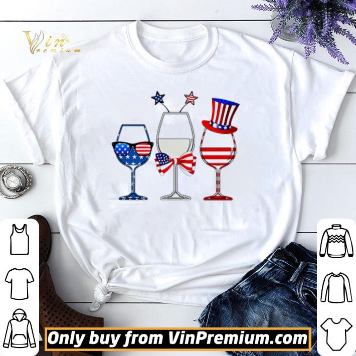 America Flag 4th of July Wine glass shirt sweater