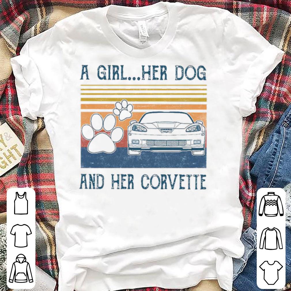 Original A Girl Her Dog And Her Corvette Vintage Shirt