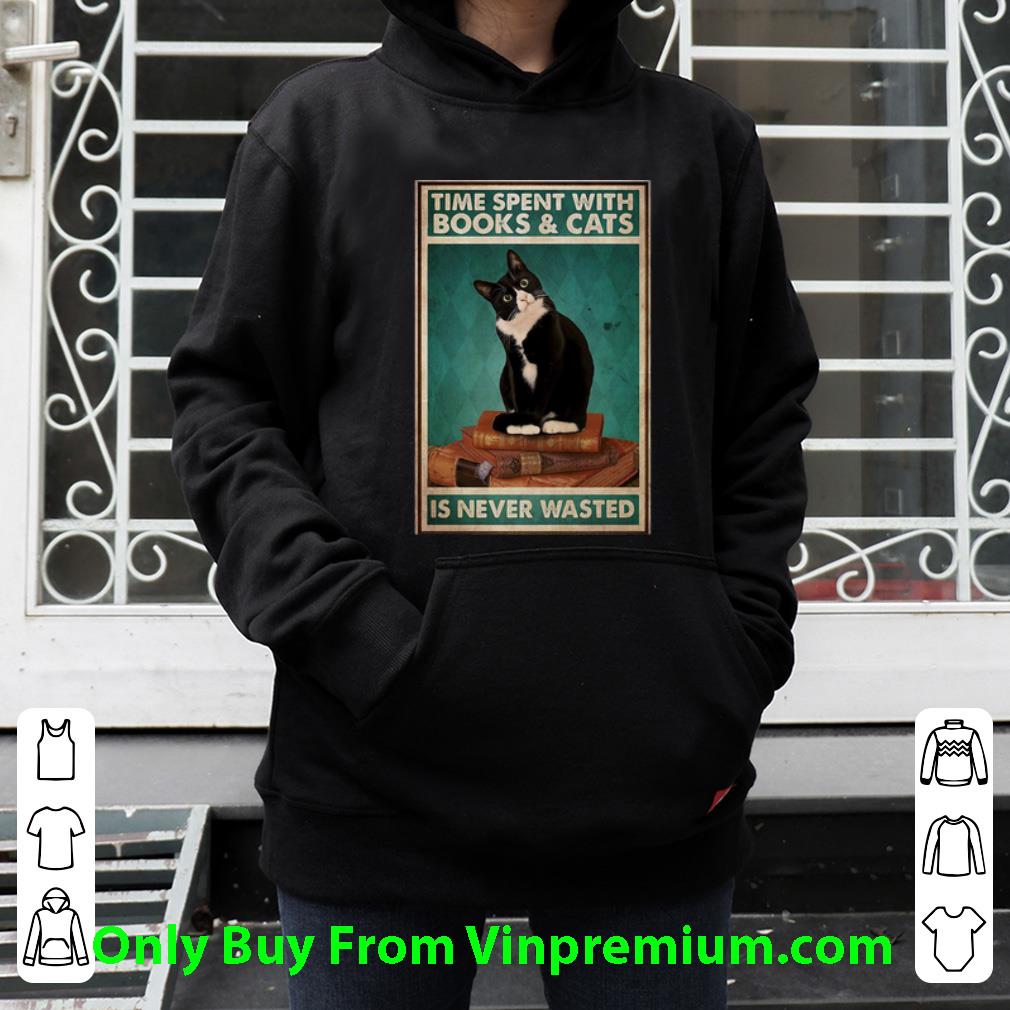 41dadf20 nice black cat time spent with books and cats is never wasted shirt 4 - Nice Black Cat Time Spent With Books And Cats Is Never Wasted shirt