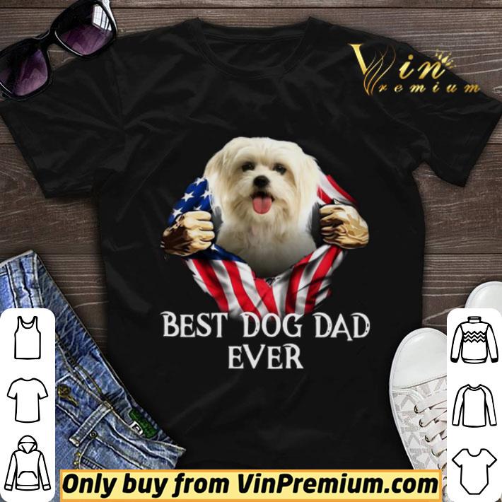 Blood Inside Me Flat Maltese Dog American Flag Best Dog Dad Ever shirt sweater