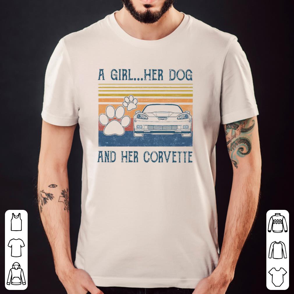 Original A Girl Her Dog And Her Corvette Vintage Shirt