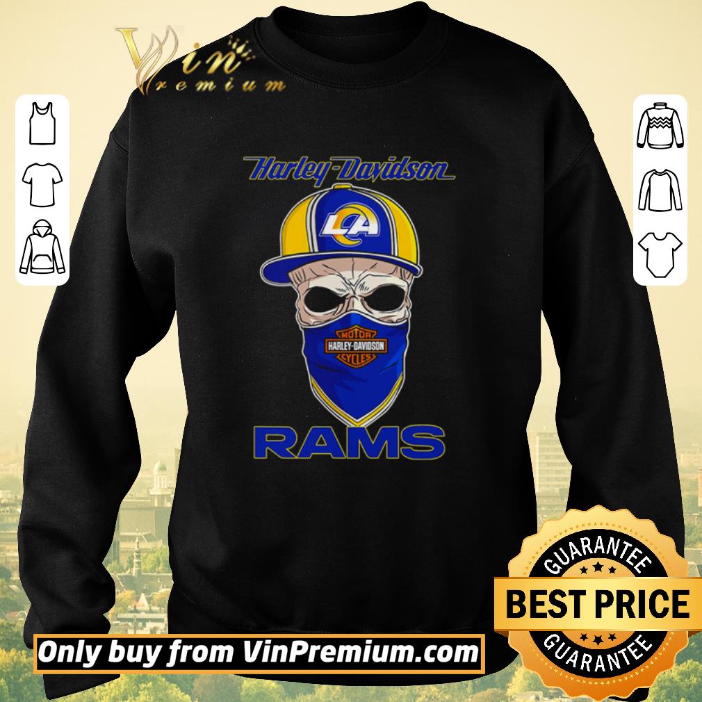 Awesome Los Angeles Rams skull wearing Harley-Davidson Cycles mask shirt sweater Awesome Los Angeles Rams skull wearing Harley-Davidson Cycles mask shirt sweater