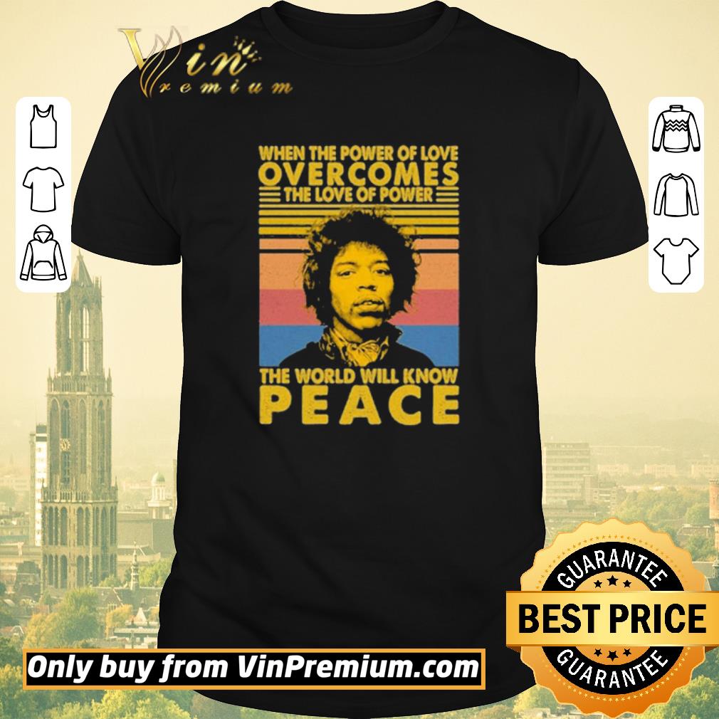 Original Jimi Hendrix face When the power of love overcomes the love of power the world will know Peace vintage shirt sweater