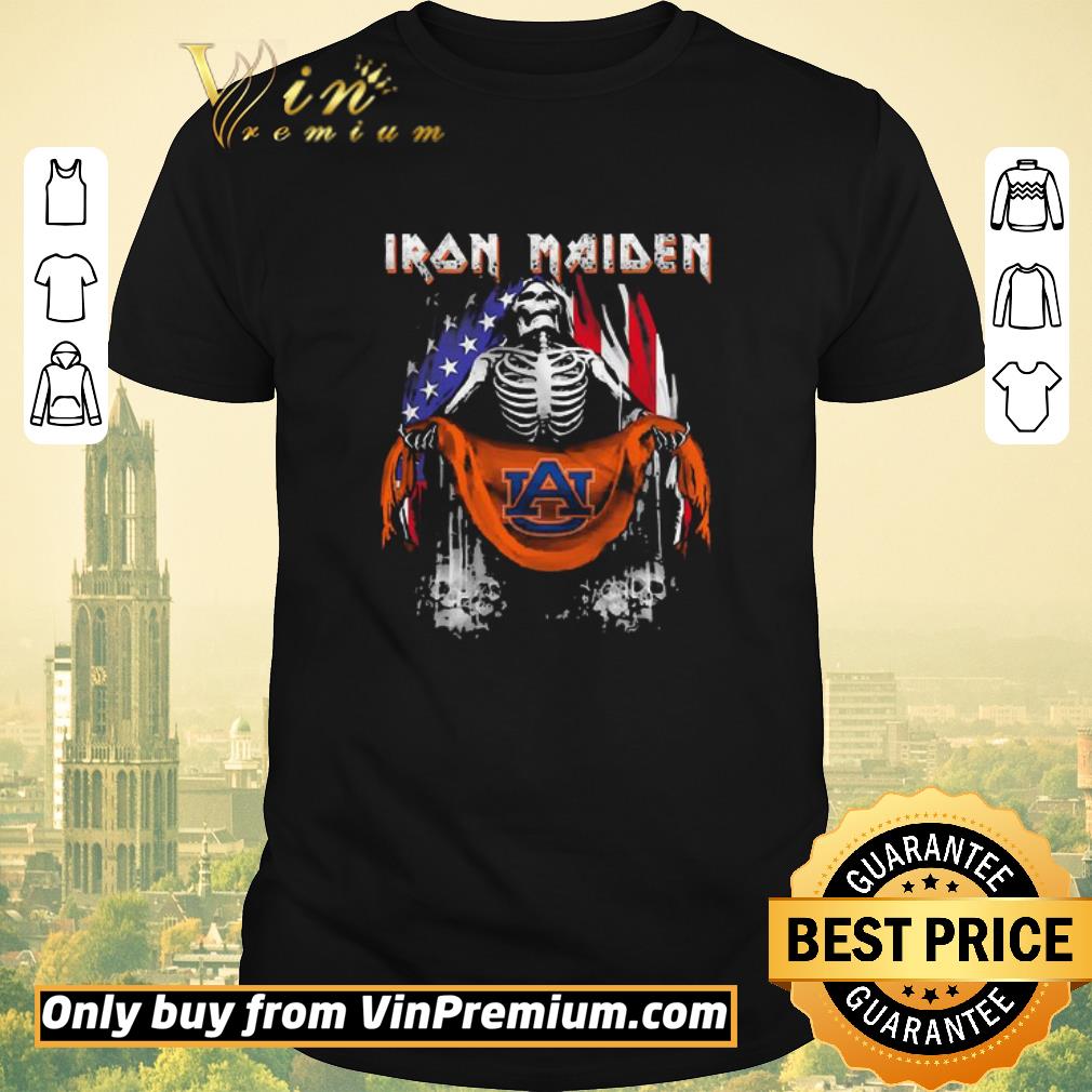 Awesome Skeleton Iron Maiden Auburn logo American flag independence day shirt sweater