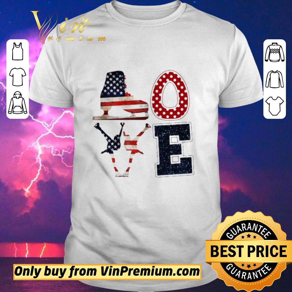 Hot Love Ice Skating American Flag 4th Of July Independence Day shirt sweater