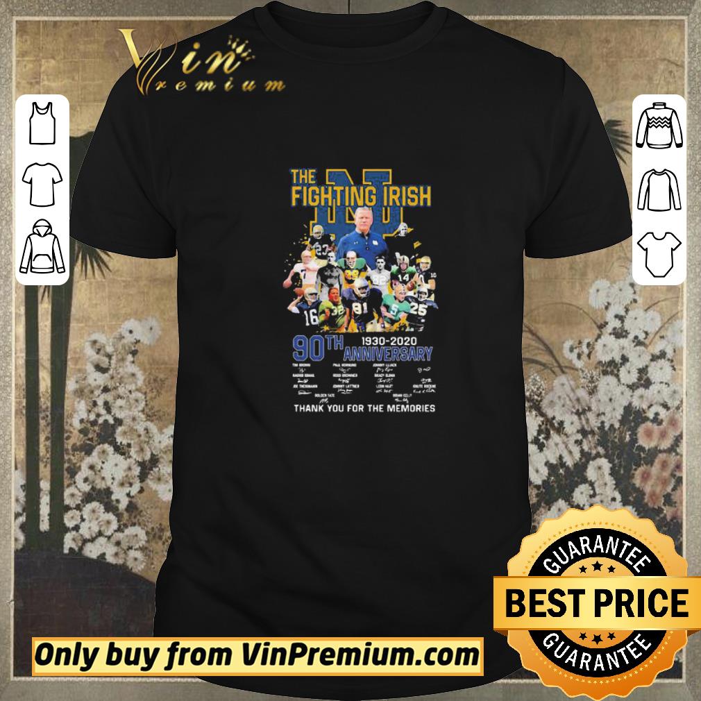 Awesome The Notre Dame Fighting Irish 90th Anniversary 1930 2020 Thank You For The Memories Signatures shirt sweater