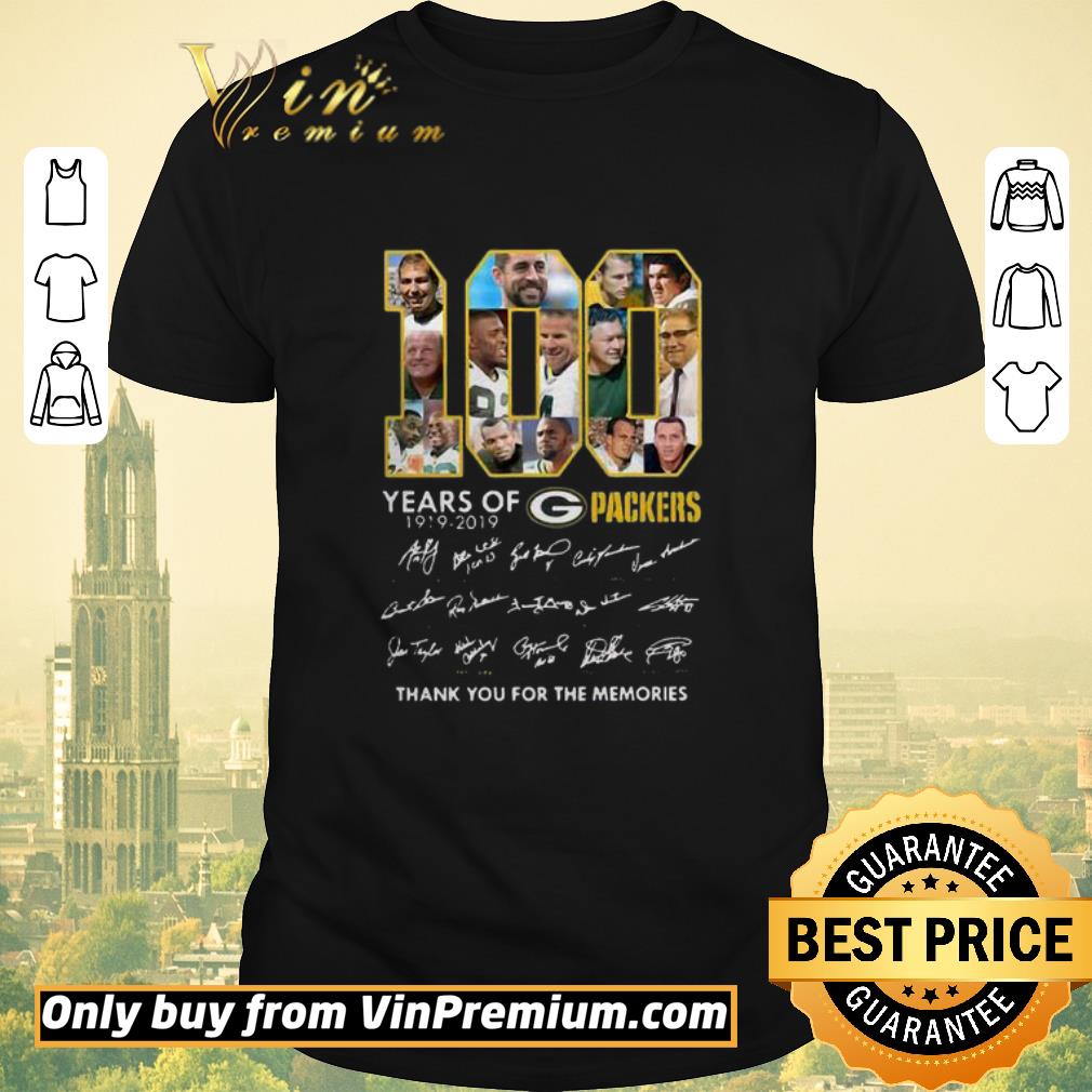 Awesome 1100 Years Green Bay Packers 1919-2019 Thank You For The Memories Signature shirt sweater