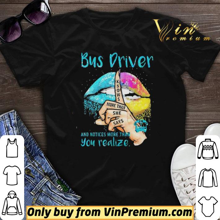 Bus Driver knows more than she says and notices more than you realize Lips shirt sweater