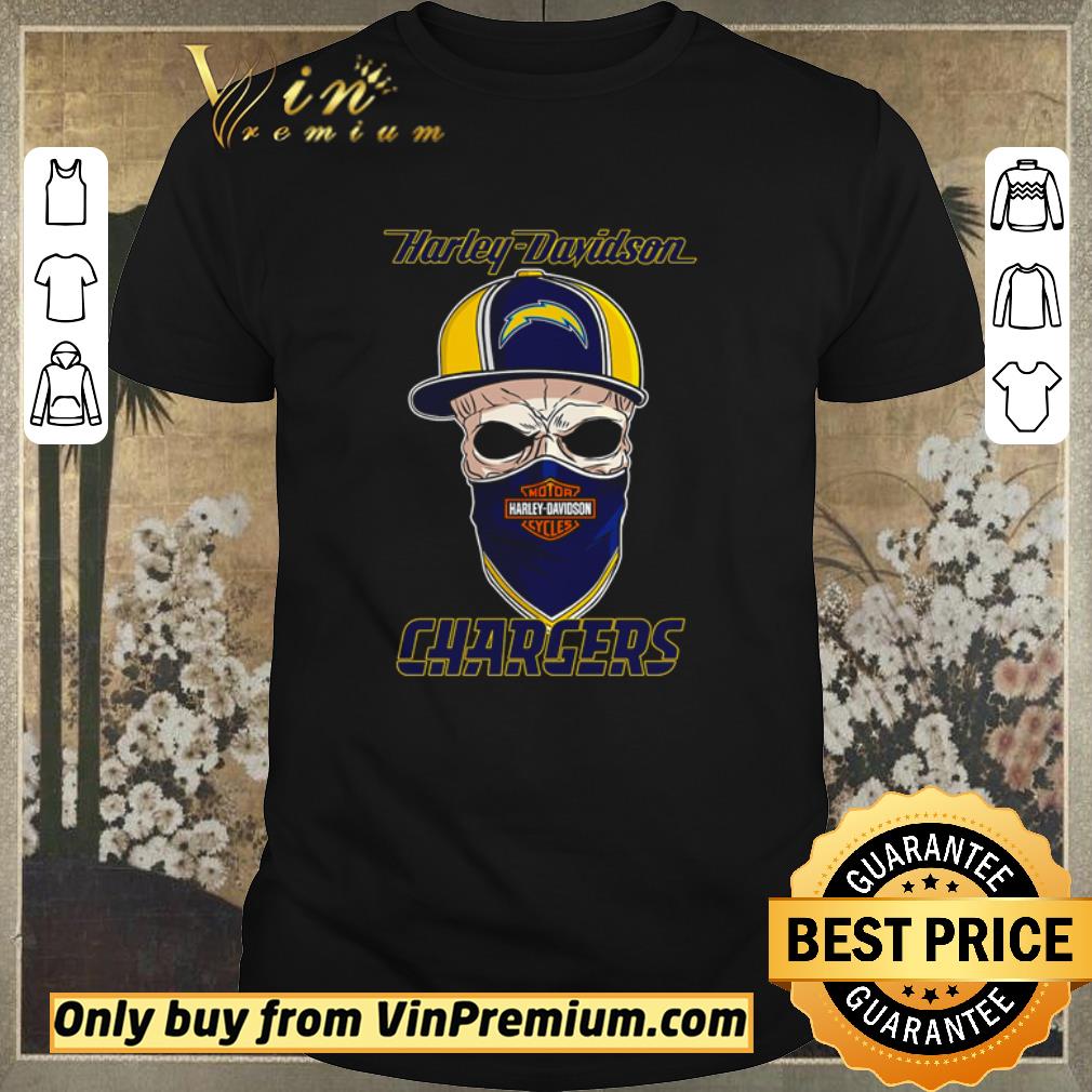 Awesome Los Angeles Chargers skull wearing Harley-Davidson Cycles mask shirt sweater