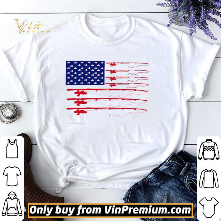 American flag with Fishing Rods shirt sweater