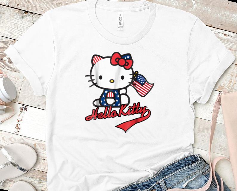 Nice Hello Kitty American Flag Shirt