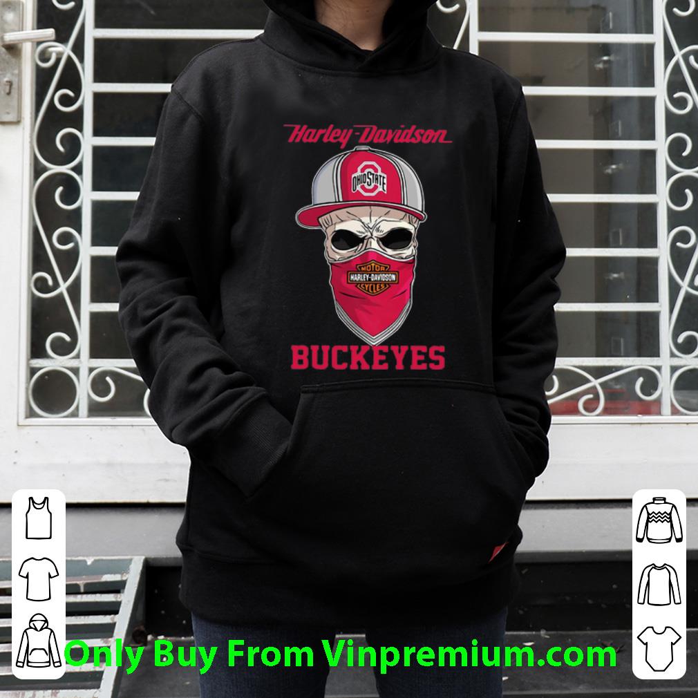 96d7b24f awesome skull mask harley davidson and ohio state buckeyes hat shirt 4 - Awesome Skull Mask Harley Davidson And Ohio State Buckeyes Hat shirt