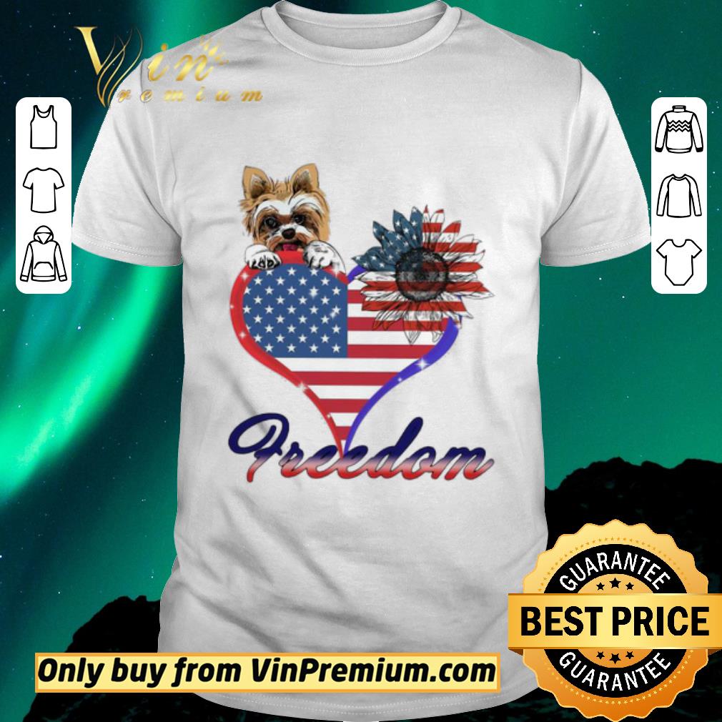 Official Yorkshire Terrier Dog Sunflower Heart American Flag Freedom shirt sweater