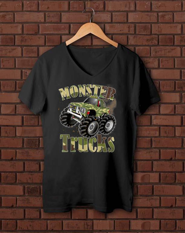 Awesome Monster Trucks Camouflage Birthday Shirt