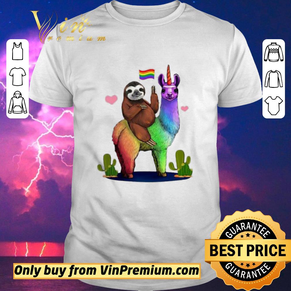 Awesome LGBT Sloth Riding A Llama Gay Lesbian Pride shirt sweater