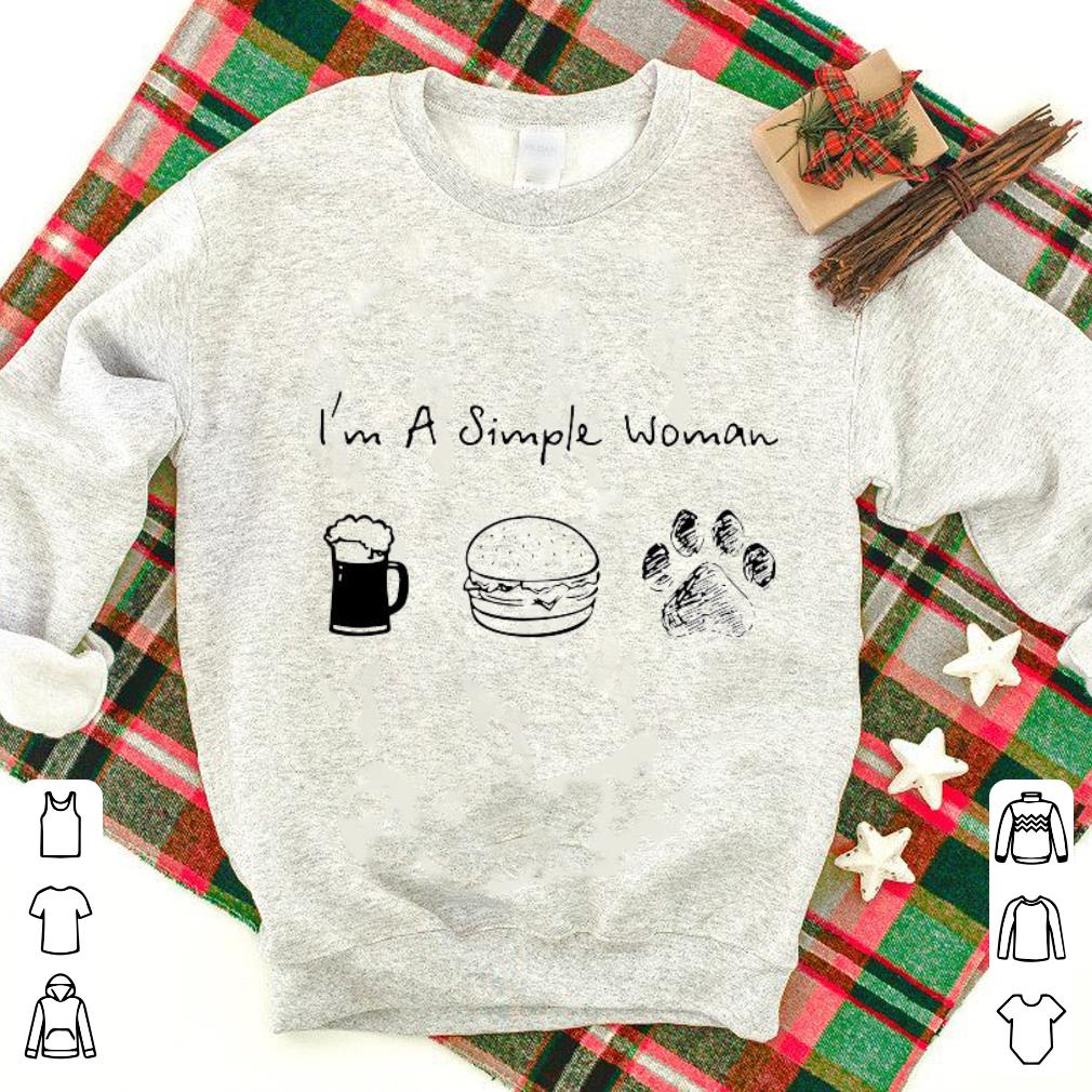Hot I’m A Simple Woman Beer Hamburger And Paw Dog Shirt
