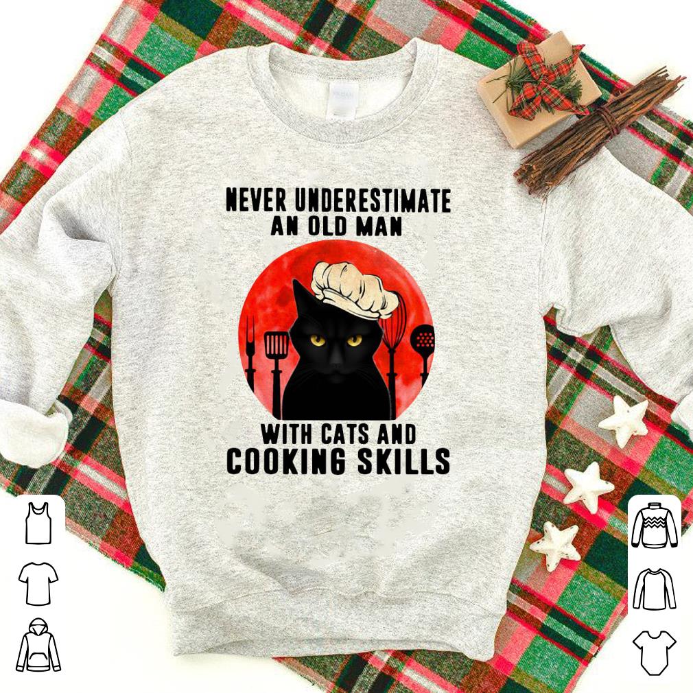 Hot Never Underestimate An Old Man With Cats And Cooking Skills Blood Moon Shirt