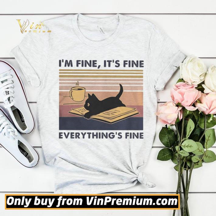 1329ea86 black cat read book and drink coffee i m fine it s fine everything s fine vintage retro shirt sweater 4 - Black cat Read book and drink coffee I’m fine It’s fine everything’s fine vintage retro shirt sweater