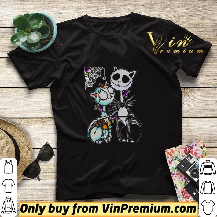 f9d7f02d cat jack skellington and sally heart happy halloween shirt sweater 4 - Cat Jack Skellington And Sally Heart Happy Halloween shirt sweater