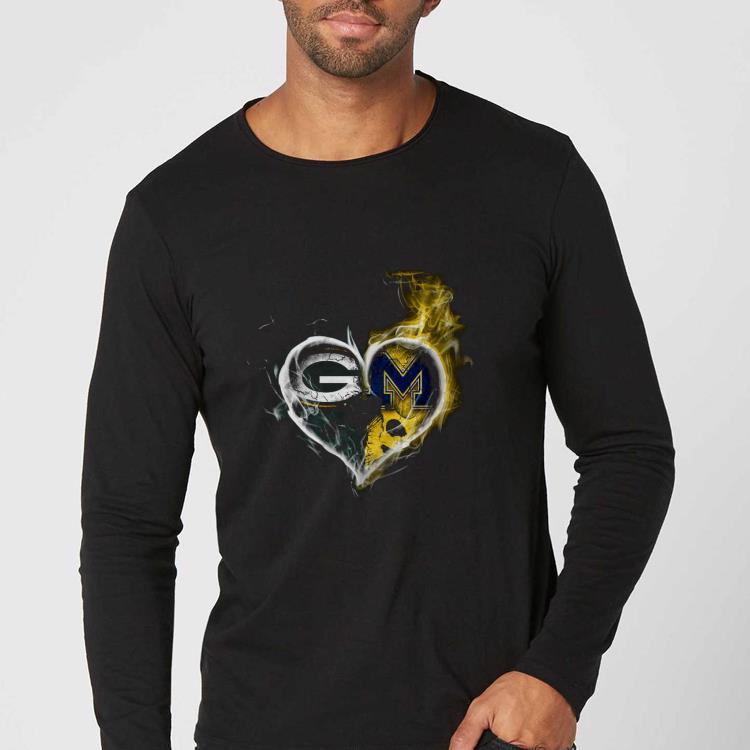 6c088f87 heart green bay packers and michigan wolverines football shirt 4 - Heart Green Bay Packers and Michigan Wolverines Football Shirt