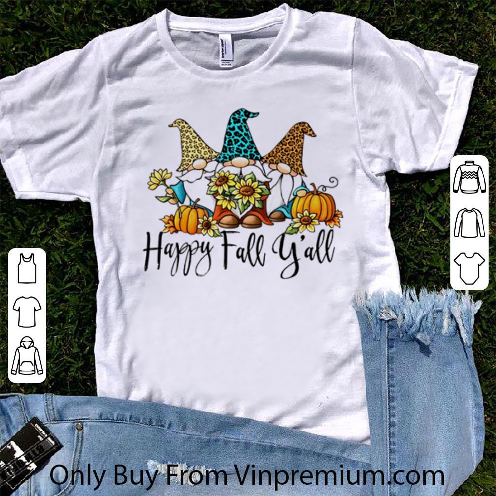 Awesome Gnomes Flowers And Pumpkins Happy Fall Y’all shirt