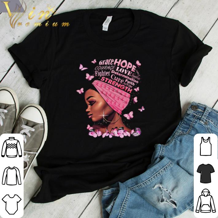 Awesome Black woman grace hope courage love fighter determination cure faith strength butterflies shirt sweater