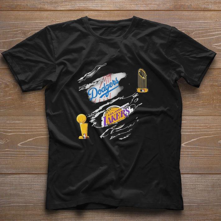 Awesome Los Angeles Dodgers And Los Angeles Lakers Inside Me shirt