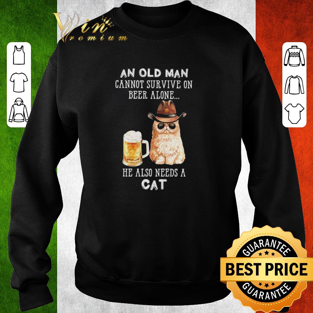 34ef6c1a top an old man cannot survive on beer alone he also needs a cat shirt 4 - Top An Old Man Cannot Survive On Beer Alone He Also Needs A Cat shirt