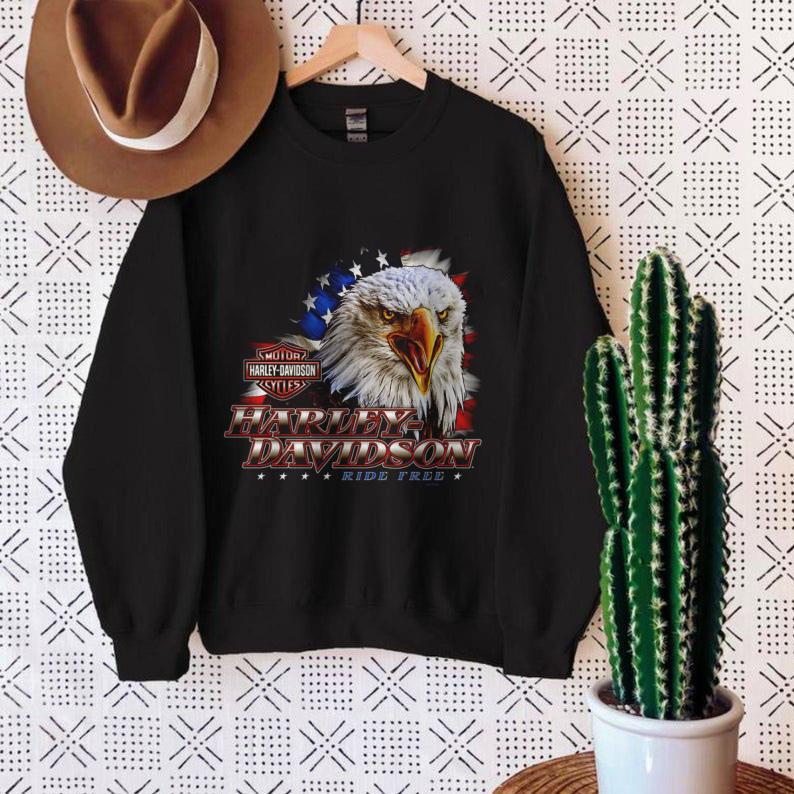 Harley Davidson Eagle American Flag Unisex sweatshirt - Harley Davidson Eagle American Flag Unisex T-Shirt