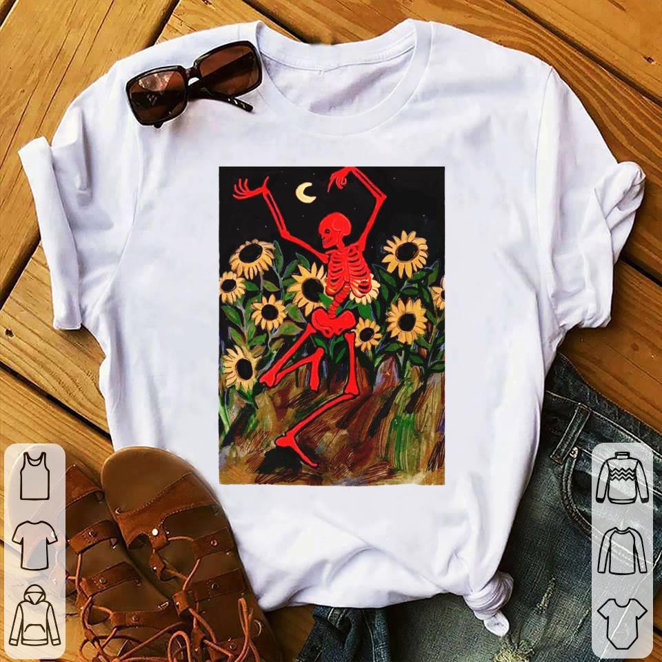 Vintage Dancing Skeleton in Sunflowers T Shirt, Halloween T-shirt