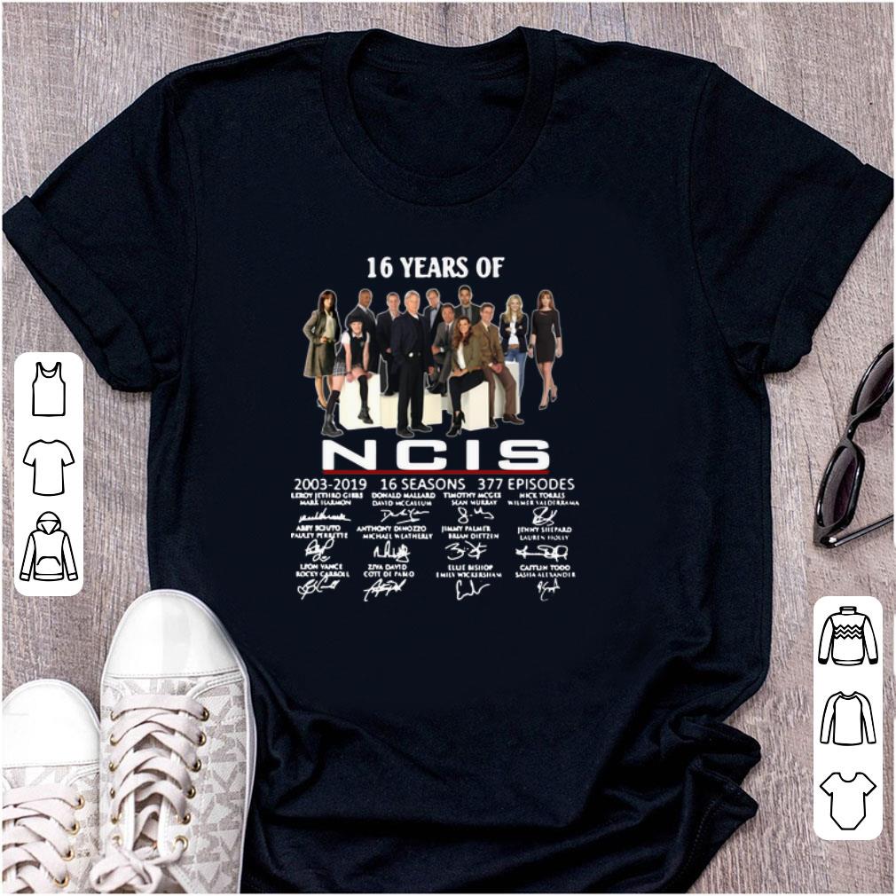 Official 16 Years Of NCIS 2003 2019 Signatures shirt 1 - Official 16 Years Of NCIS 2003-2019 Signatures shirt