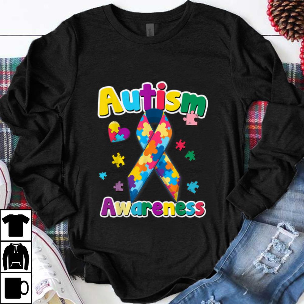 Pretty Ribbon Puzzle Pieces Colors Autism Awareness shirt 1 - Pretty Ribbon Puzzle Pieces Colors Autism Awareness shirt