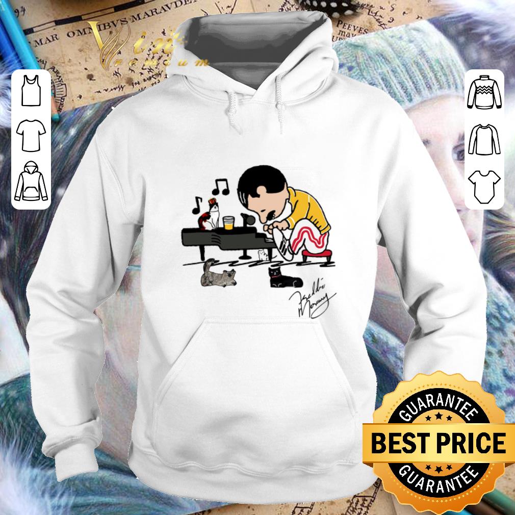 Nice Freddie Mercury and cats playing piano signature shirt Nice Freddie Mercury and cats playing piano signature shirt 4 - Nice Freddie Mercury and cats playing piano signature shirt